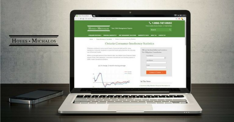 Ontario consumer insolvency and bankruptcy statistics webpage