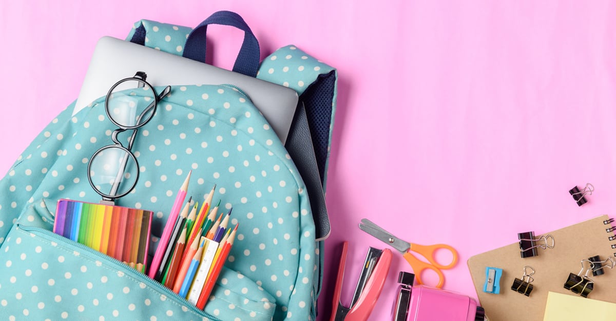 Backpack with school supplies