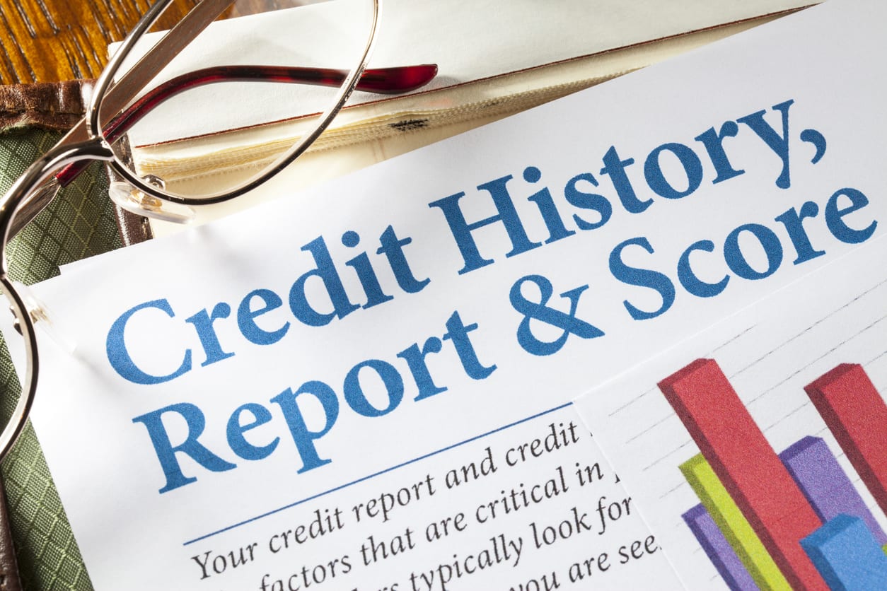 A credit report history and score