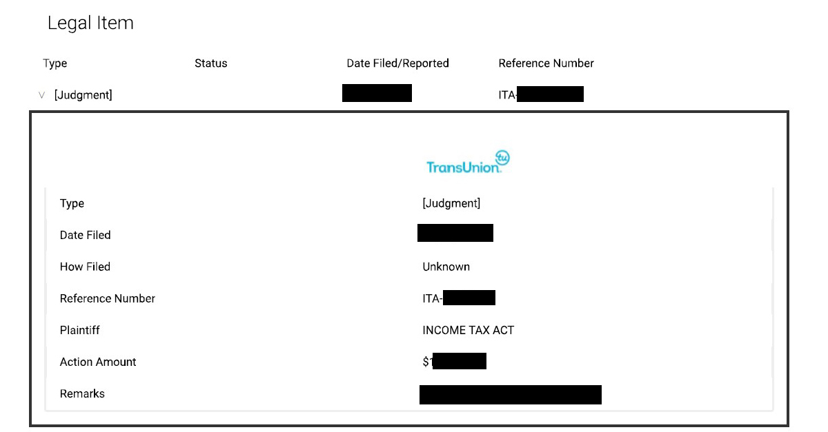 CRA Credit Report Example 1