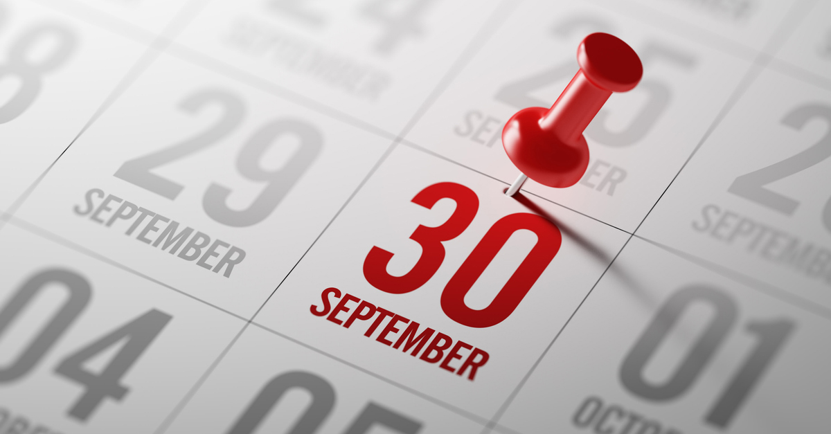 A calendar marked on September 30