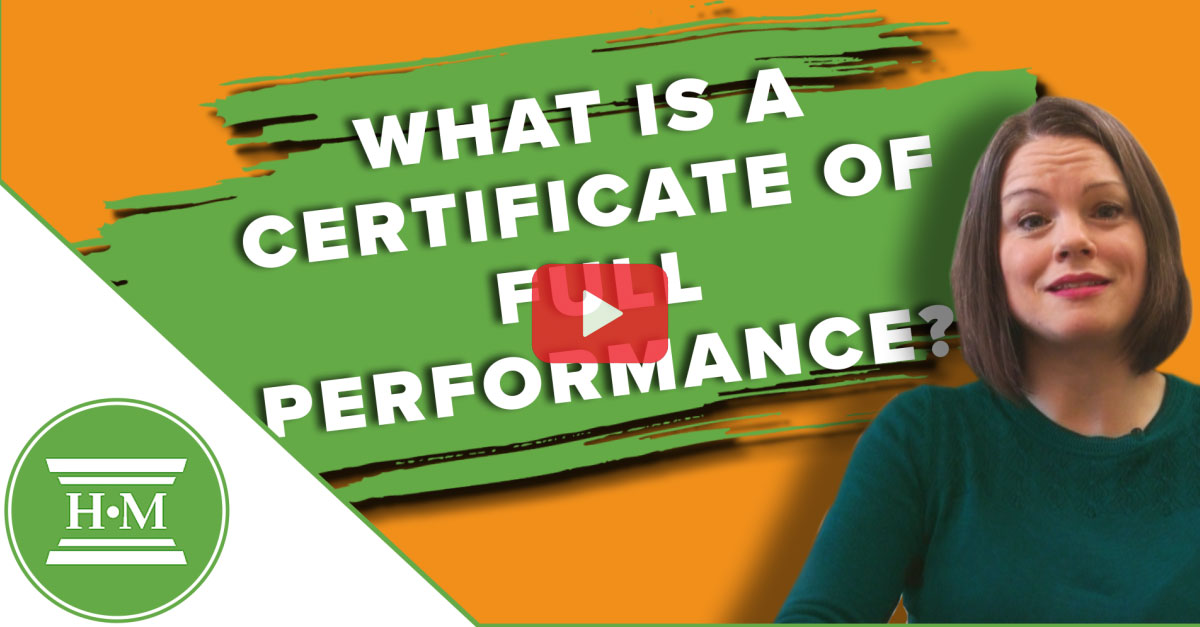 What Does a Certificate of Full Performance of Proposal Mean?