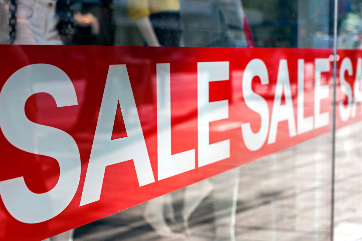 Sale sign on store window